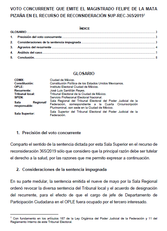 VOTO CONCURRENTE QUE EMITE EL MAGISTRADO FELIPE DE LA MATA PIZAÑA EN EL RECURSO DE RECONSIDERACIÓN SUP-REC-365/2019